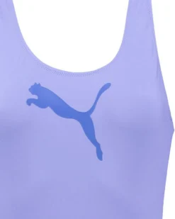PUMA - Costume da bagno intero lilla con logo viola