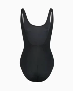 PUMA - Costume da bagno intero nero con logo bianco