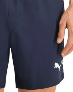 PUMA - Costume da bagno pantaloncino lunghezza media nero con logo bianco