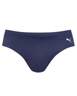 PUMA - Costume slip blu scuro in tessuto elasticizzato con lacci