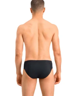 PUMA - Costume slip nero in tessuto elasticizzato con lacci