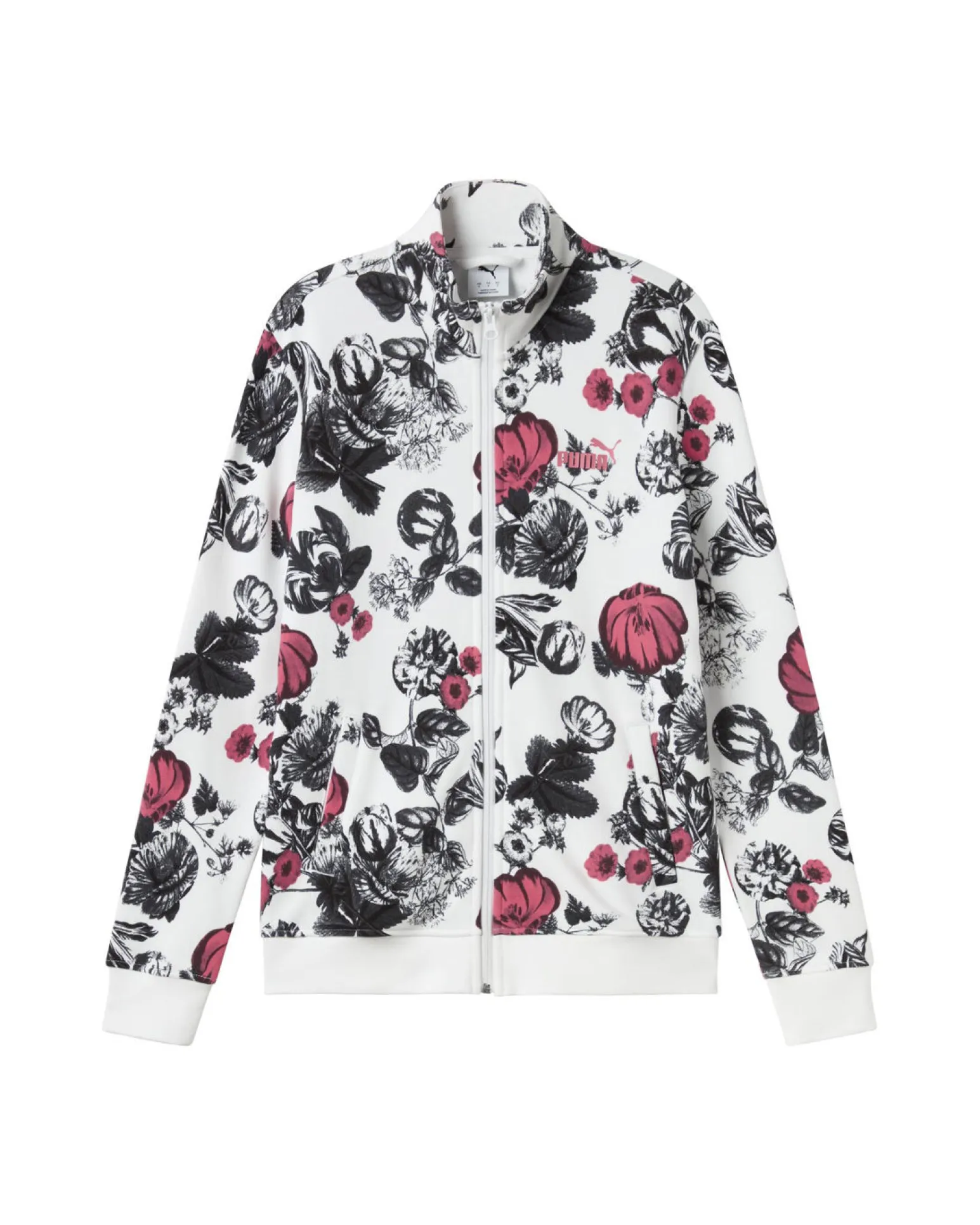 PUMA - FELPA BIANCA FULL ZIP ESSENTIAL +STAMPA FLORALE AOP TRACK DA DONNA, 689035-02