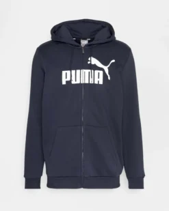 PUMA - FELPA BLU PER RAGAZZI CON CAPPUCCIO E ZIP INTERA
