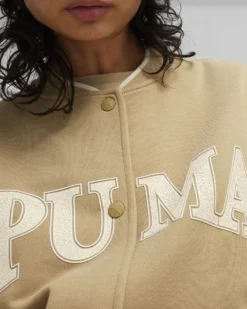 PUMA - Felpa bomber comfort fit beige da donna