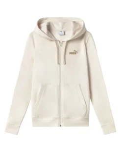 PUMA - FELPA CON CAPPUCCIO BEIGE  FULL ZIP ESSENTIALTEXTURED FOIL - DA DONNA, 692199-87