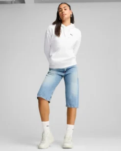 PUMA - FELPA  CON CAPPUCCIO BIANCA ESSENTIAL  COMFORT HD FL DA DONNA, 682384-02