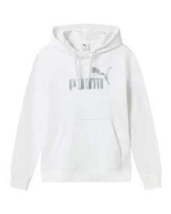 PUMA - FELPA CON CAPPUCCIO BIANCA ESSENTIAL +TEXTURED FOIL BIG - DA DONNA, 688915-02