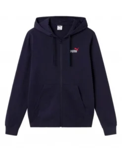 PUMA - FELPA CON CAPPUCCIO BLU  FULL ZIP ESSENTIAL 2 COLOR LOGO - DA UOMO, 694494-16