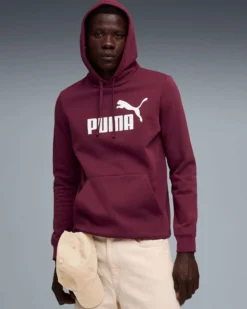 PUMA - FELPA CON CAPPUCCIO BORDEAUX  ESSENTIAL N.1 LOGO HD - DA UOMO, 682571-96