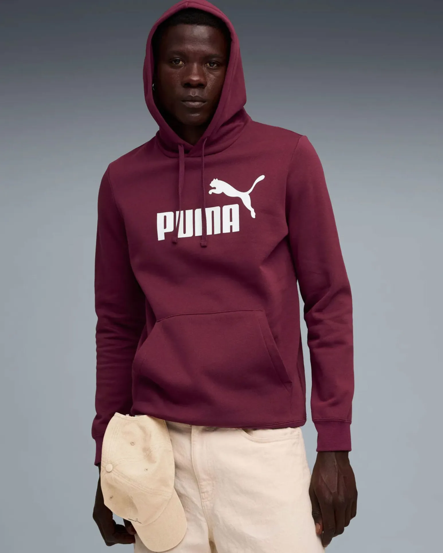PUMA - FELPA CON CAPPUCCIO BORDEAUX ESSENTIAL N.1 LOGO HD - DA UOMO, 682571-96