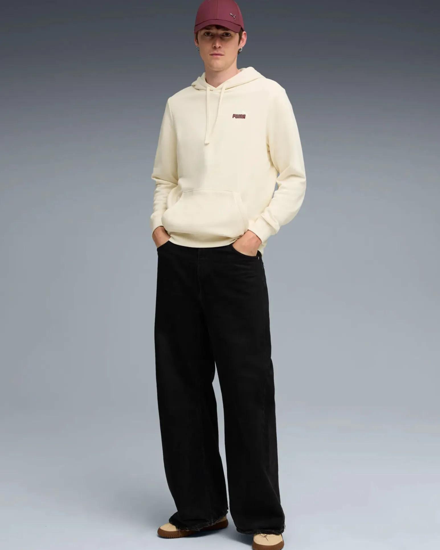 PUMA - FELPA CON CAPPUCCIO CREMA ESSENTIAL 2 COLOR SMALL N.1 DA UOMO, 684719-99