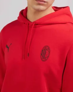 PUMA - FELPA CON CAPPUCCIO DA UOMO ROSSA/NERA AC MILAN ESS - 777671-01