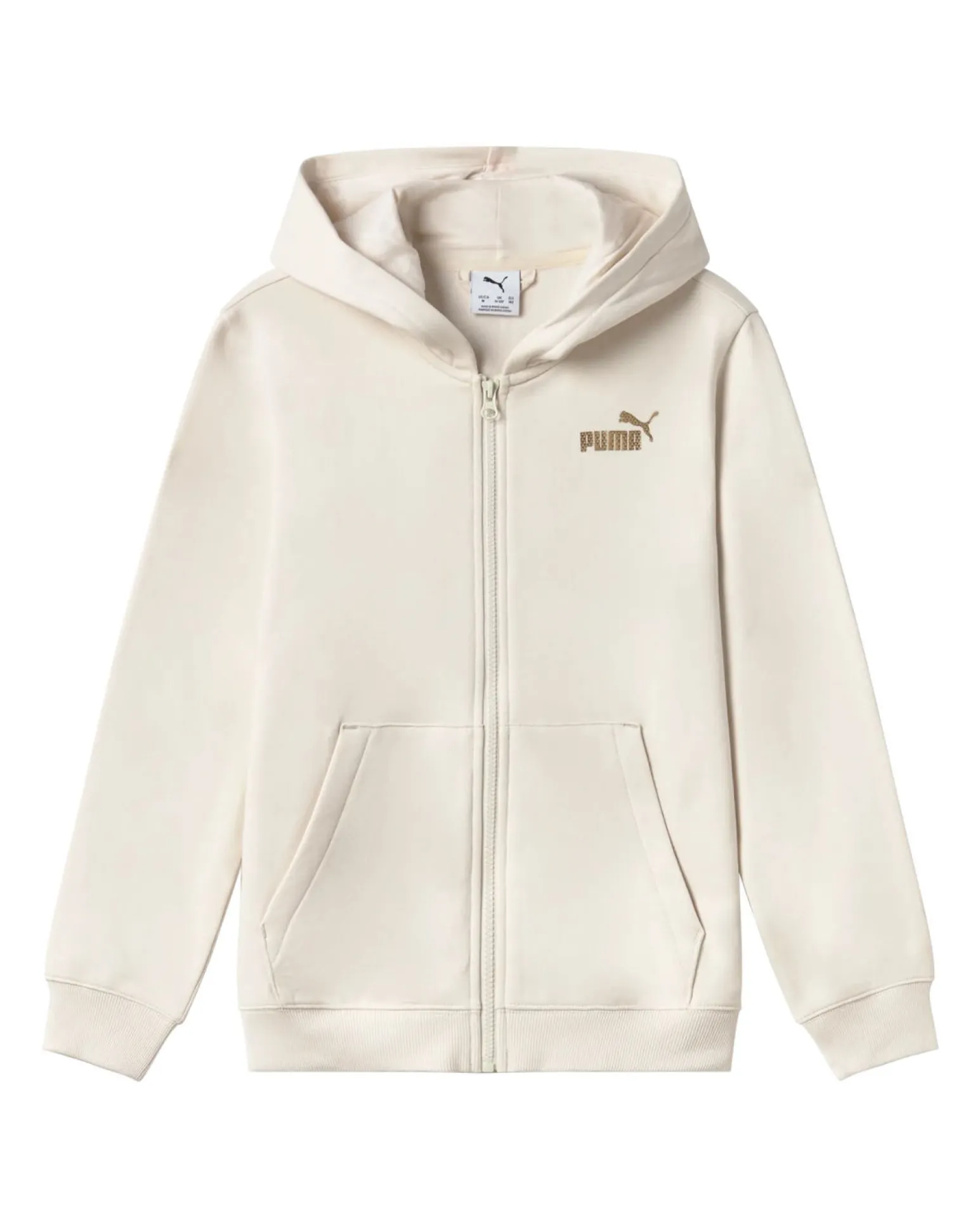 PUMA - FELPA CON CAPPUCCIO FULL ZIP JUNIOR (7-16 ANNI) PANNA +TEXTURED FOIL FZ HD FL, 692209-87