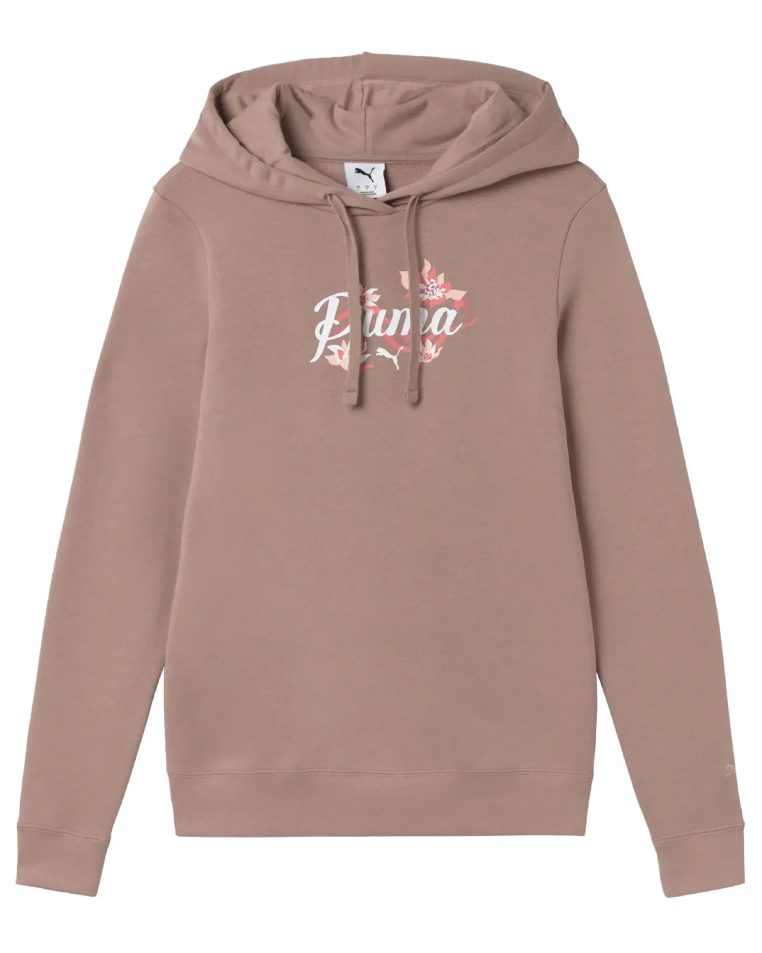PUMA - FELPA CON CAPPUCCIO MARRONE ROSATO FLORAL GRAPHIC CAT HD DA DONNA, 694456-88