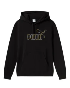 PUMA - FELPA CON CAPPUCCIO NERA ESSENTIAL HD BIG LOGO DA UOMO, 688909-01