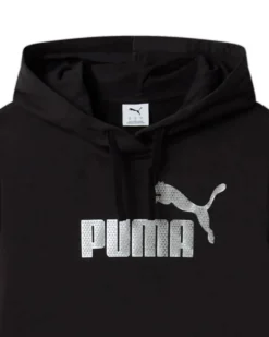 PUMA - FELPA CON CAPPUCCIO NERA ESSENTIAL +TEXTURED FOIL BIG - DA DONNA, 688915-01