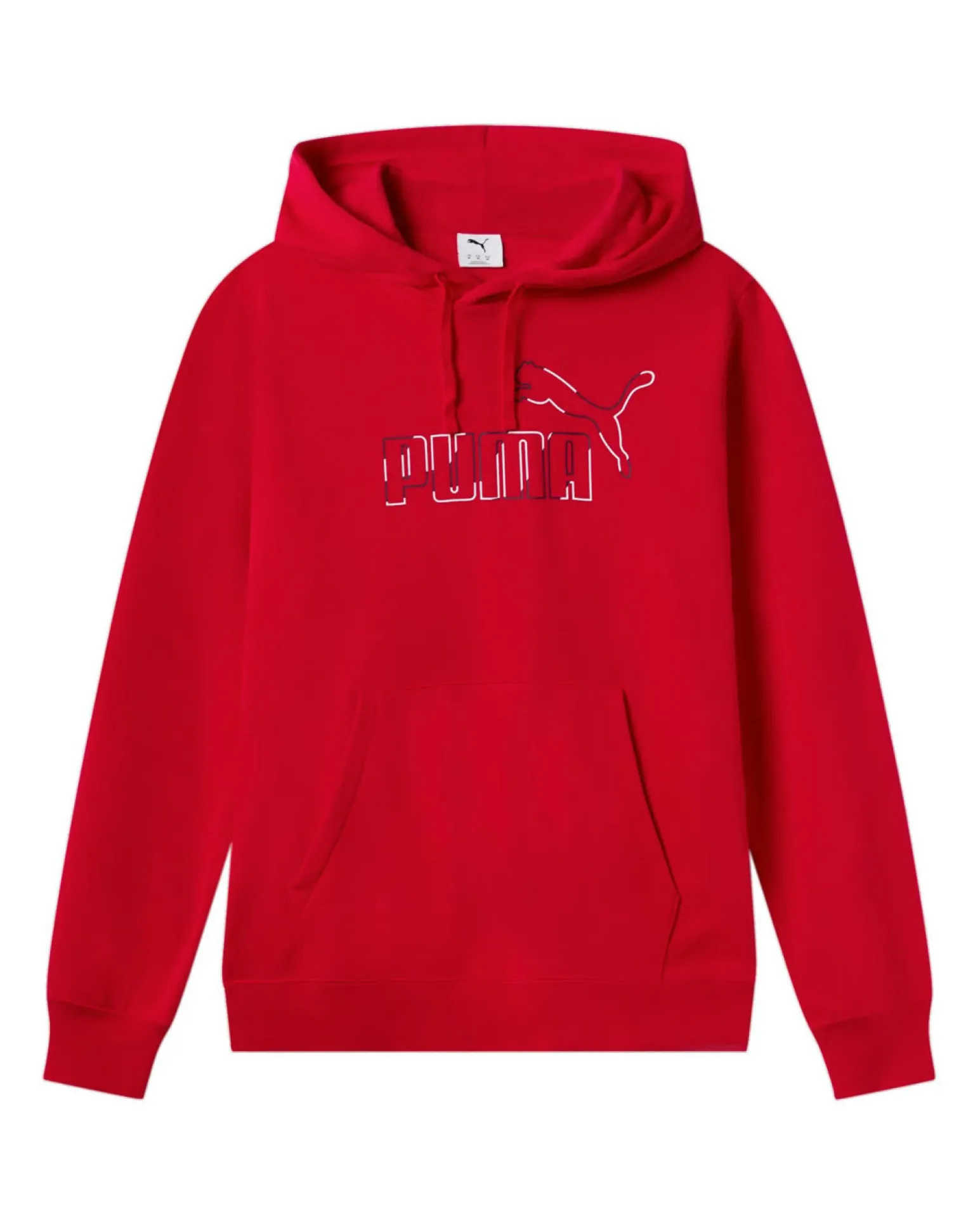 PUMA - FELPA CON CAPPUCCIO ROSSA ESSENTIAL HD BIG LOGO DA UOMO, 688909-11