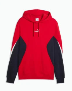 PUMA -FELPA CON CAPPUCCIO ROSSA E BLU ESSENTIAL BLOCK HD DA UOMO, 691699-11
