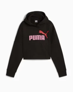 PUMA - FELPA CORTA CON CAPPUCCIO JUNIOR NERA CON LOGO VIOLA - 671134-01