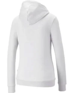 PUMA - Felpa da donna bianca con cappuccio e logo metallizzato