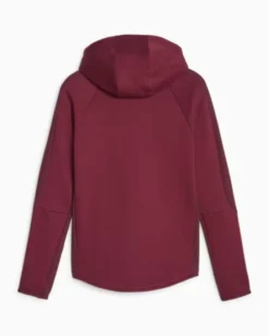 PUMA - Felpa da donna bordeaux in tessuto traspirante con cappuccio e zip frontale