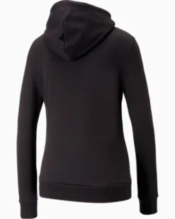 PUMA - Felpa da donna nera con cappuccio e logo metallizzato