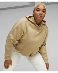 PUMA - Felpa da donna relaxed fit beige con cappuccio