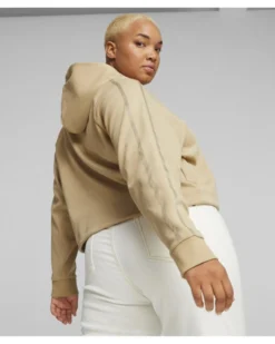 PUMA - Felpa da donna relaxed fit beige con cappuccio