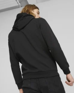 PUMA - Felpa da uomo nera con cappuccio e logo camouflage