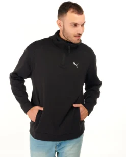 PUMA - Felpa da uomo nera con cappuccio e zip frontale
