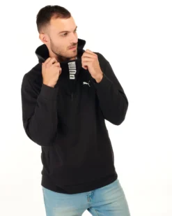 PUMA - Felpa da uomo nera con cappuccio e zip frontale