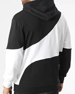 PUMA - Felpa da uomo nera e bianca con cappuccio