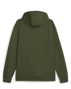 PUMA - Felpa da uomo verde scuro con zip frontale e cappuccio