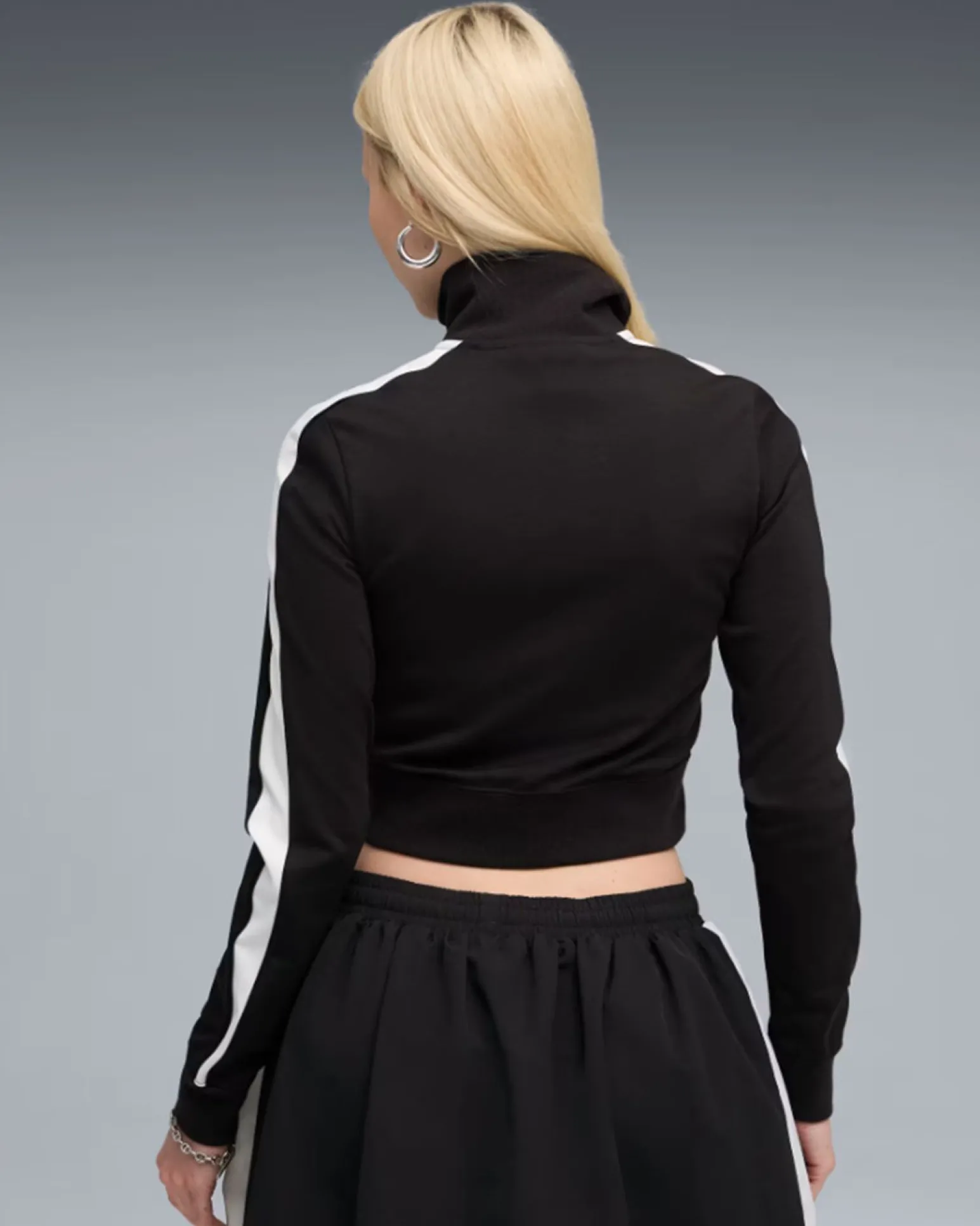 PUMA - FELPA FULL ZIP CORTA NERA FUTURE ARCHIVE T7 SLIM CROP DA DONNA, 632123-01