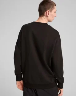 PUMA - FELPA GIROCOLLO NERA  WARDROBE ESS RELAXED DA UOMO, 629650-01