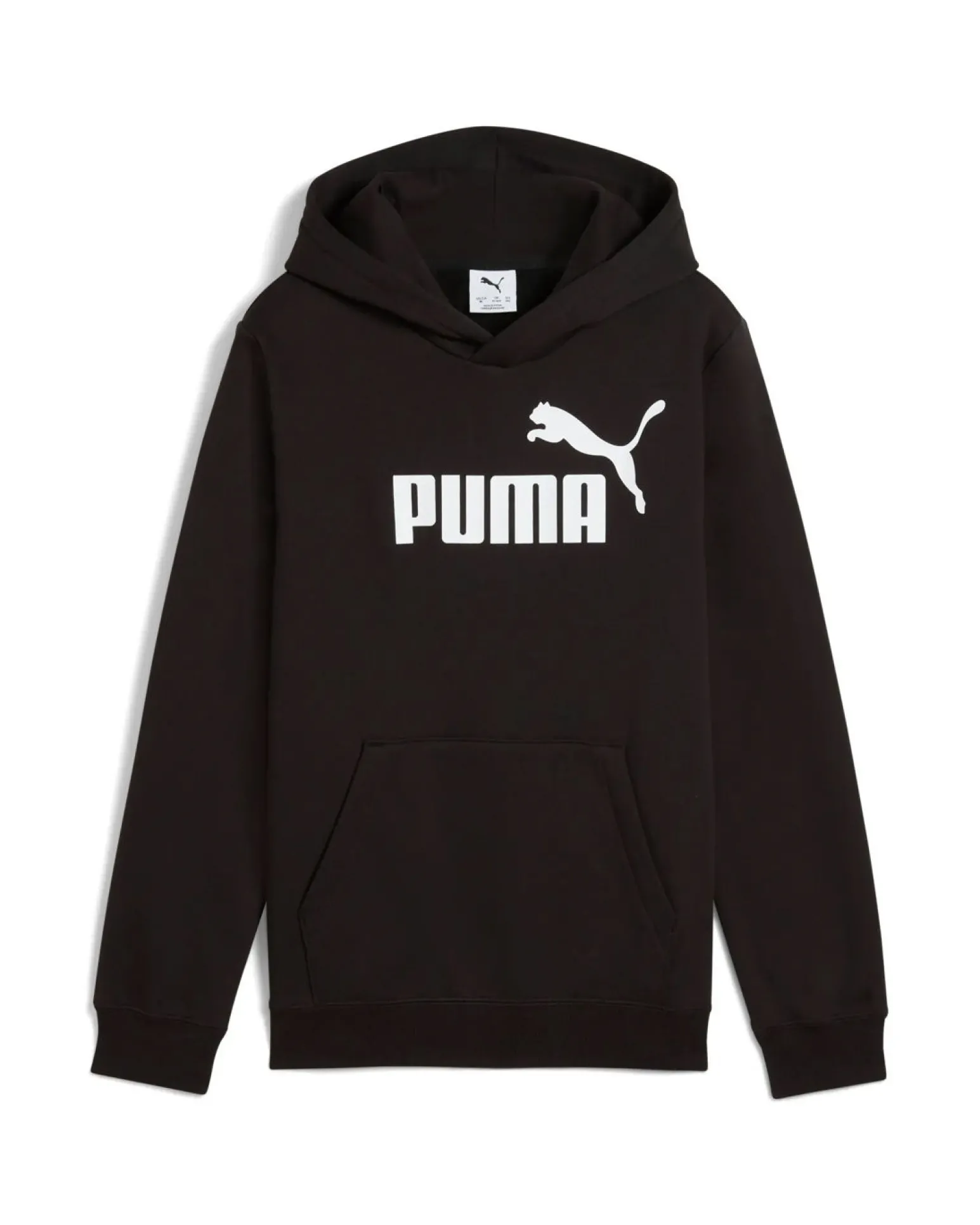 PUMA - FELPA JUNIOR ( 7-16 ANNI) NERA CON CAPPUCCIO ESSENTIAL N. 1 LOGO HD FL, 684908-01