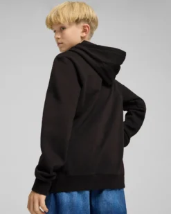 PUMA - FELPA JUNIOR ( 7-16 ANNI) NERA CON CAPPUCCIO ESSENTIAL N. 1 LOGO HD FL, 684908-01
