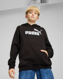 PUMA - FELPA JUNIOR ( 7-16 ANNI) NERA CON CAPPUCCIO ESSENTIAL N. 1 LOGO HD FL, 684908-01
