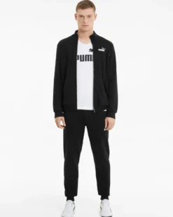 PUMA - Felpa nera a collo alto da uomo con zip frontale e logo bianco