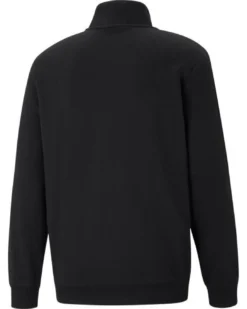 PUMA - Felpa nera a collo alto da uomo con zip frontale e logo bianco