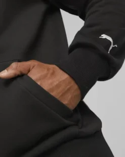 PUMA - Felpa nera da uomo con cappuccio e stampa frontale