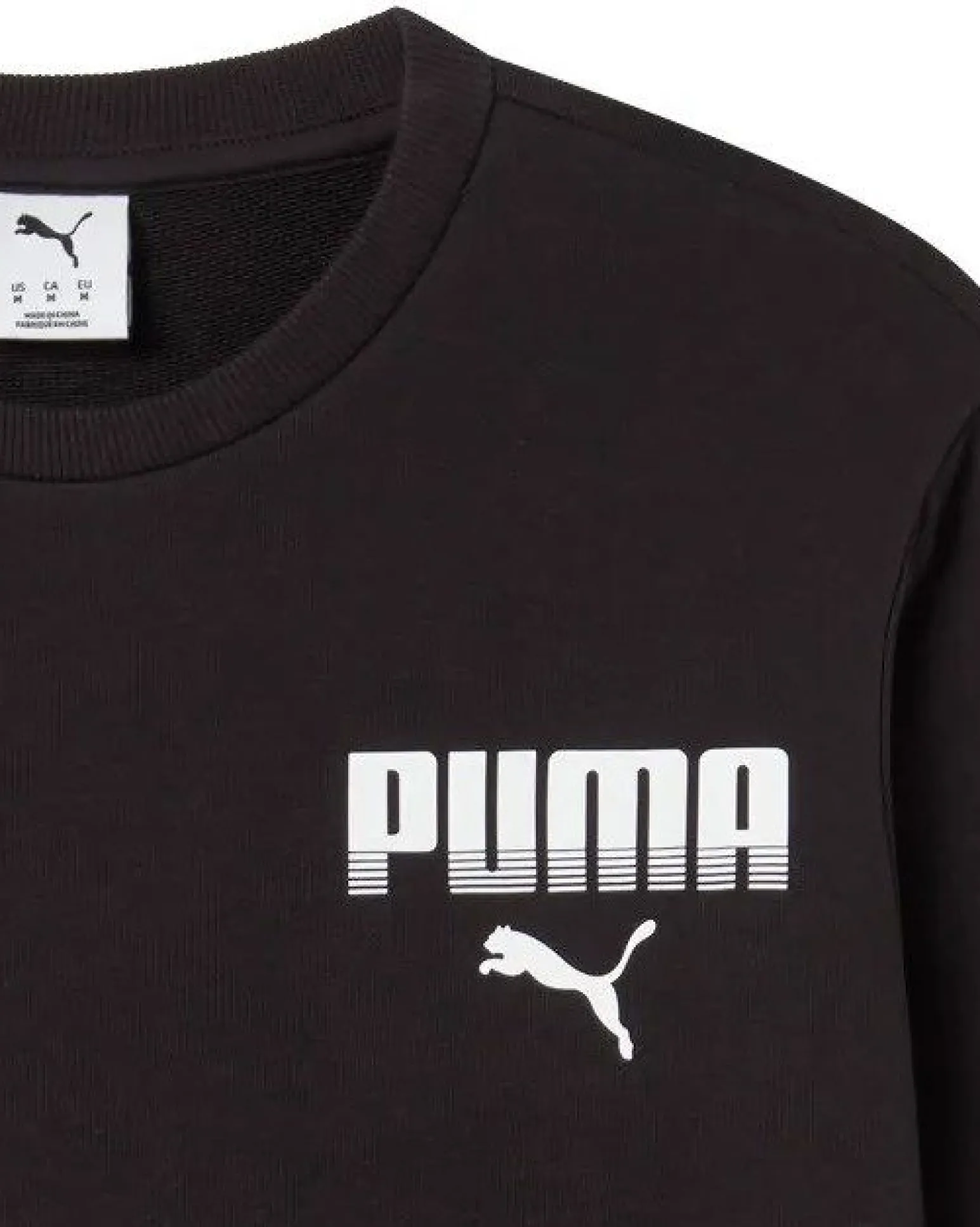 PUMA - FELPA NERA DA UOMO ESSENTIAL GRAPHIC CREW 694940-01