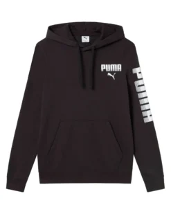 PUMA - FELPA NERA DA UOMO ESSENTIAL GRAPHIC CREW CON CAPPUCCIO 694941-01