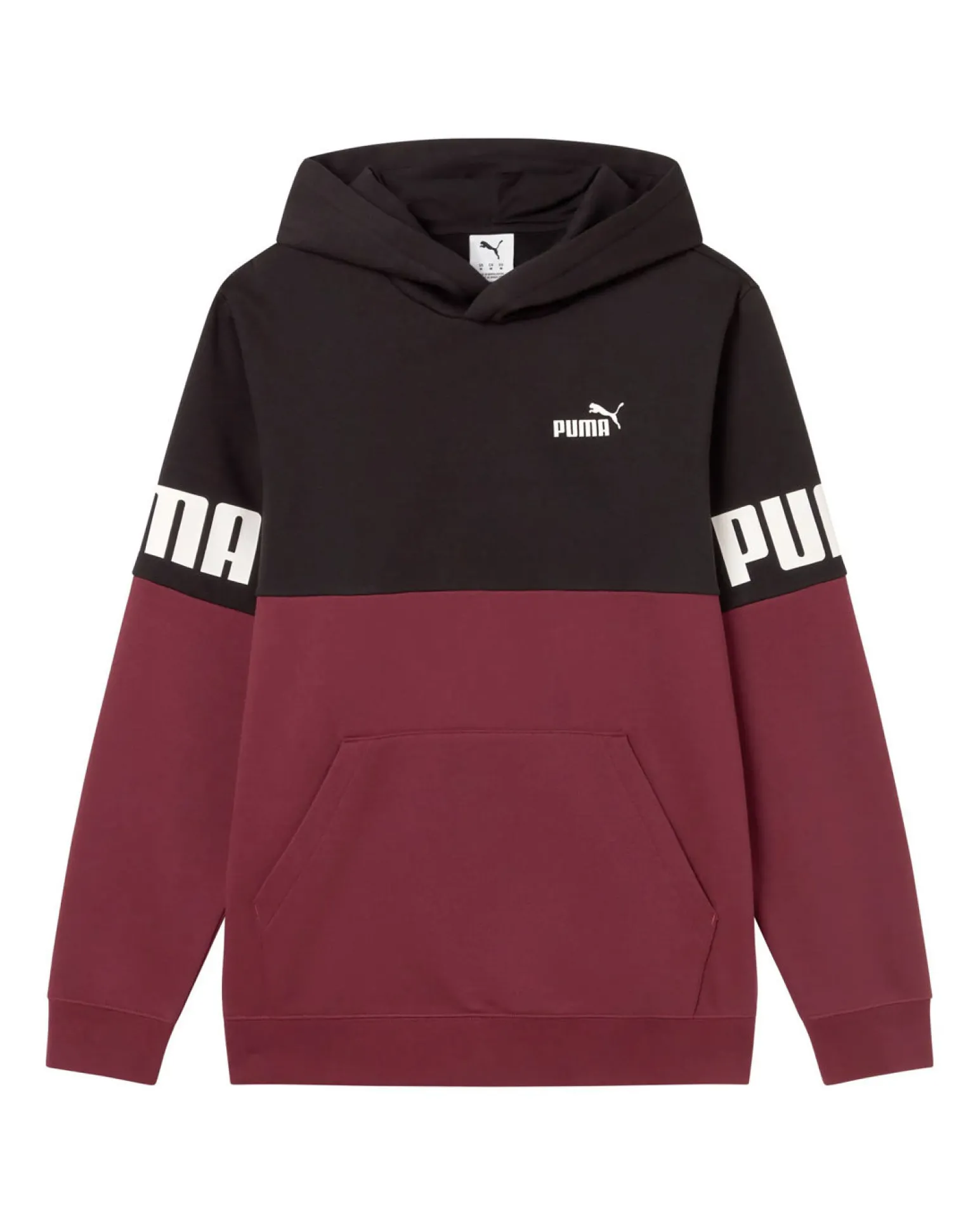 PUMA - FELPA NERA E BORDEAUX CON CAPPUCCIO POWER COLORBLOCK HD FL DA UOMO, 693579-96