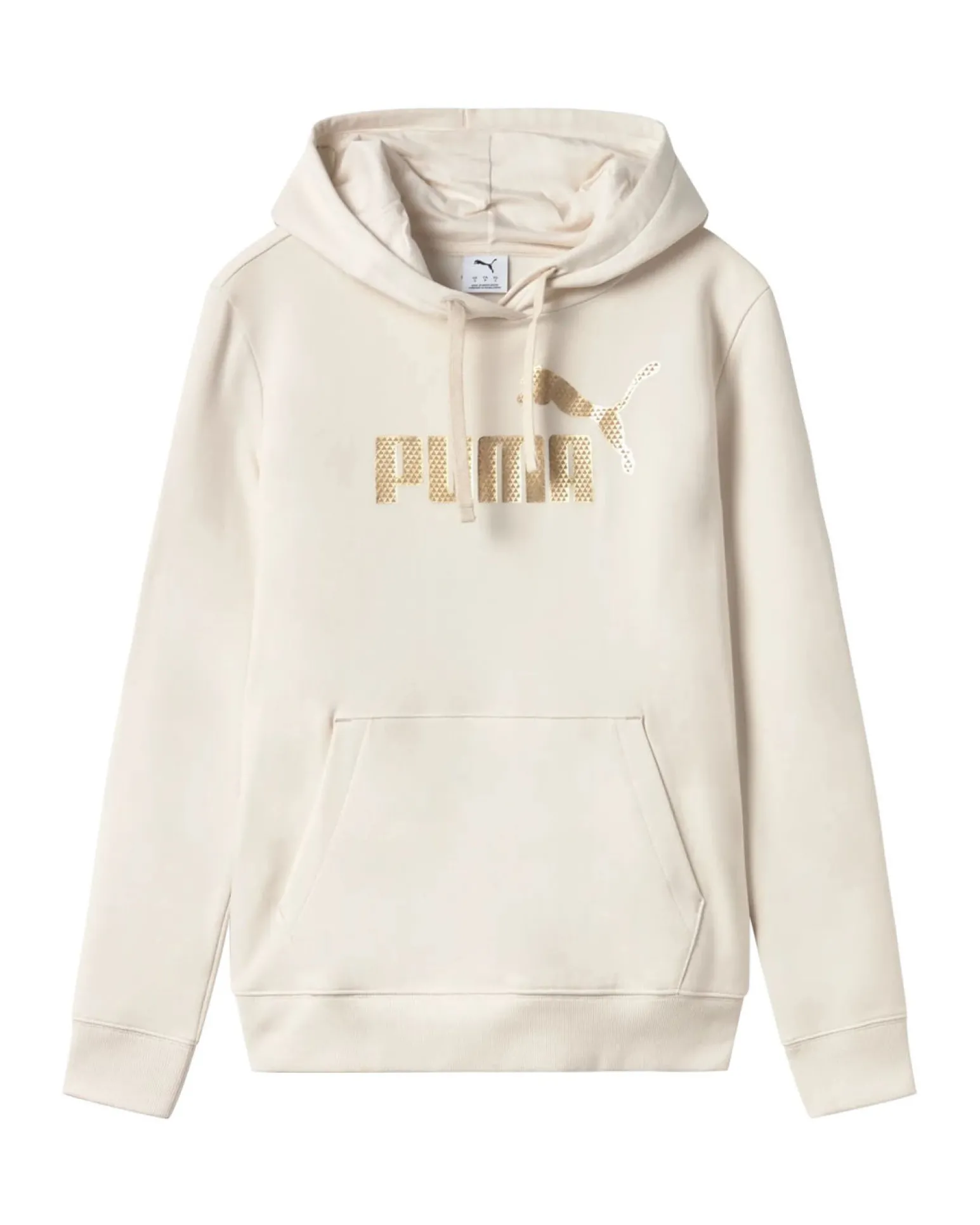 PUMA - FELPA PANNA CON CAPPUCCIO ESSENTIAL +TEXTURED FOIL BIG LOGO DA DONNA, 692198-87