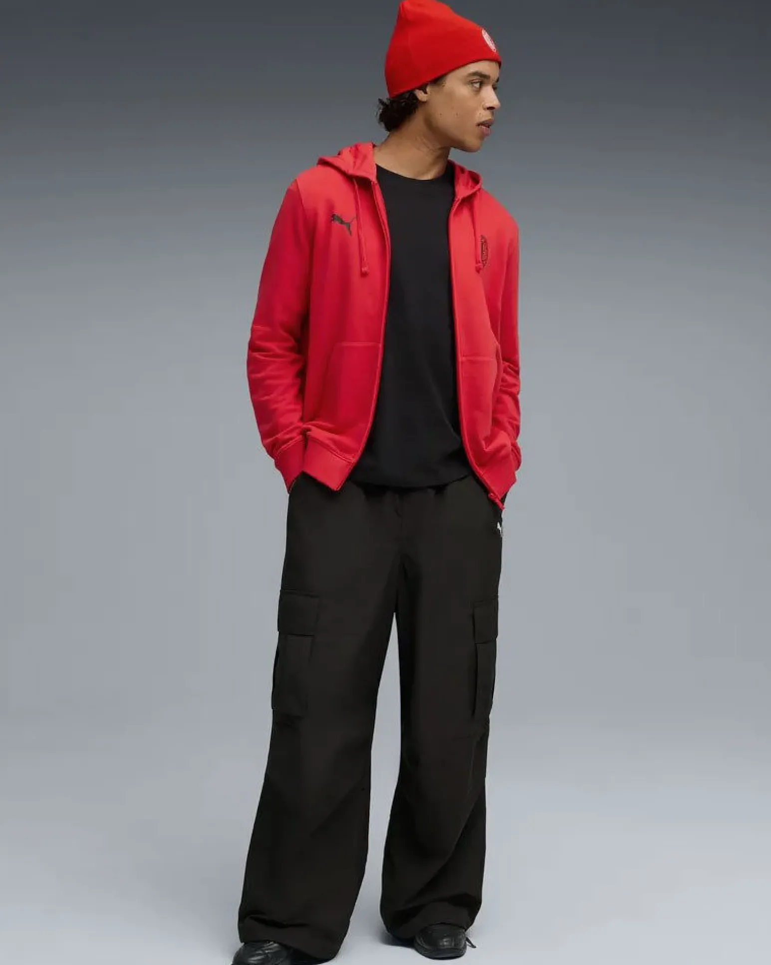 PUMA - FELPA ROSSA FULL ZIP MILAN ESSENTIAL DA UOMO, 786800-01