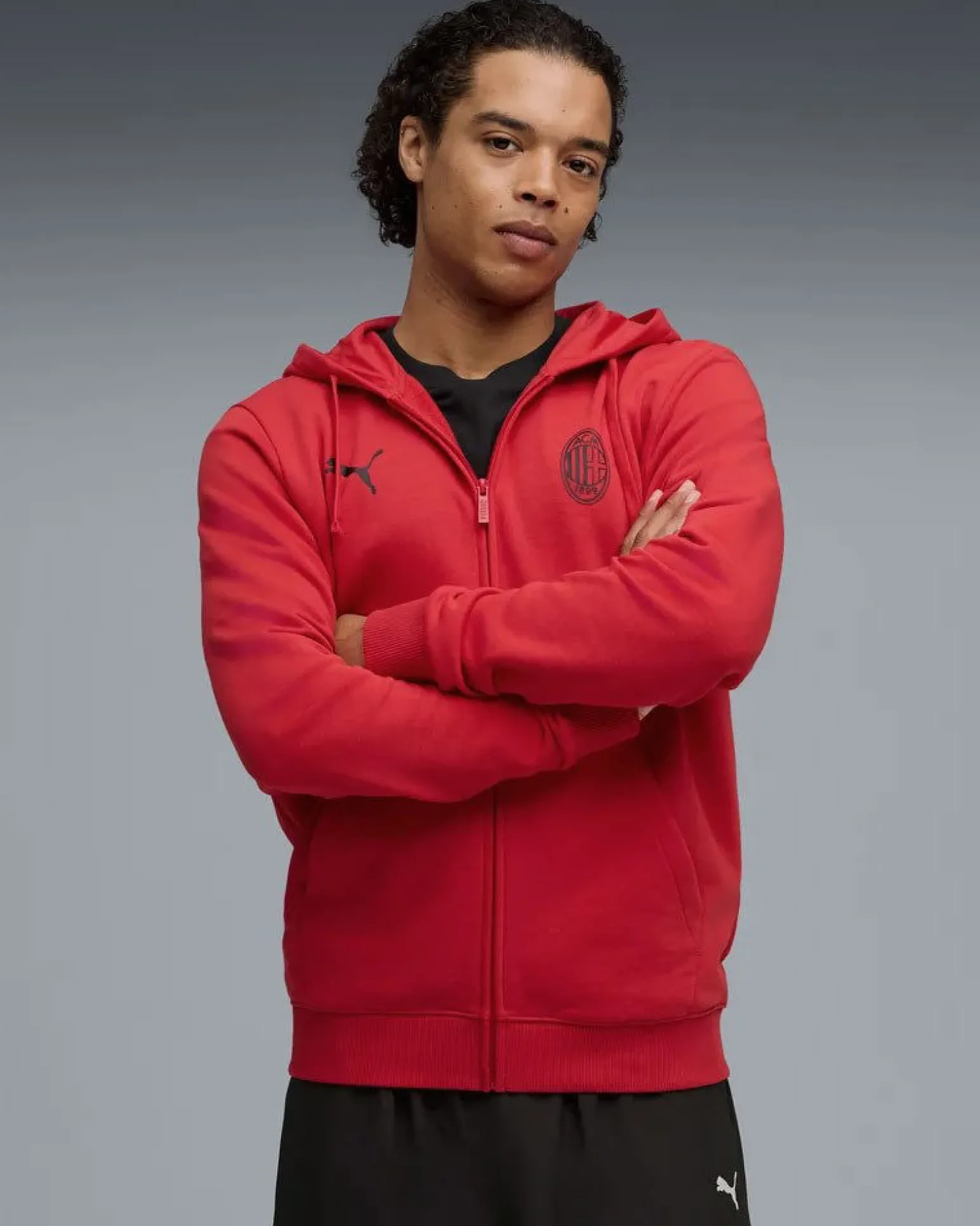PUMA - FELPA ROSSA FULL ZIP MILAN ESSENTIAL DA UOMO, 786800-01