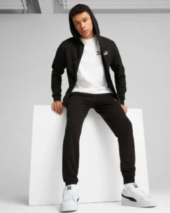 PUMA - FELPA UOMO FULL ZIP NERA ESSENTIAL CON LOGO N. 1, 682586-01
