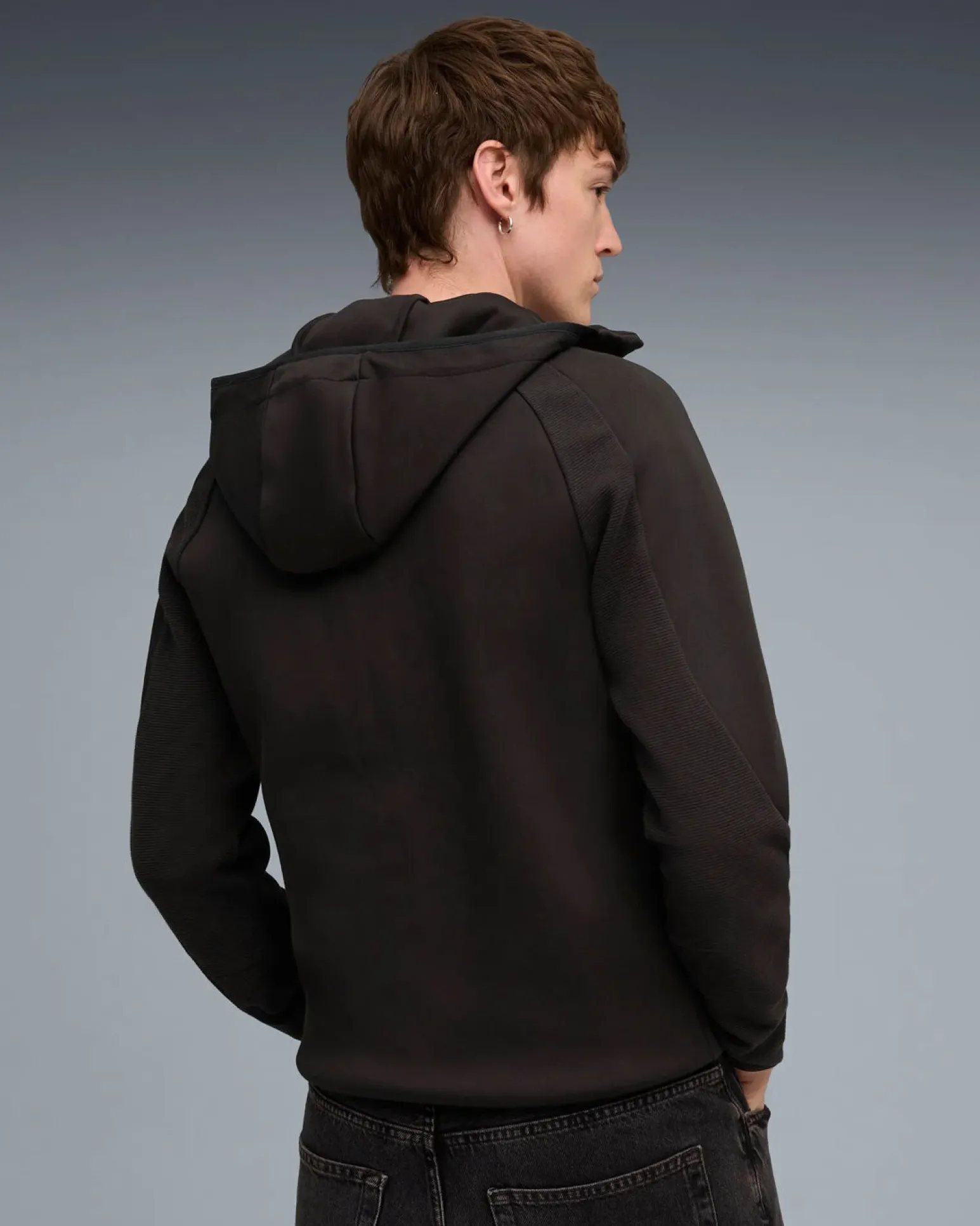 PUMA - GIUBBINO CON CAPPUCCIO FULL ZIP NERA EVOSTRIPE FZ HD DA UOMO, 688231-01