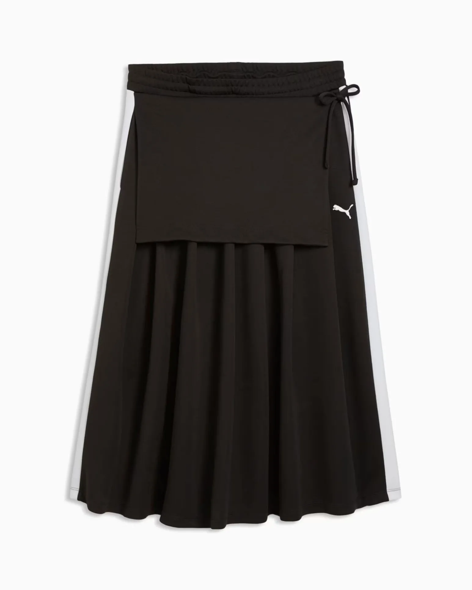 PUMA -GONNA T7 MIDI PLEATED NERA CON BANDE BIANCHE, 634622-01